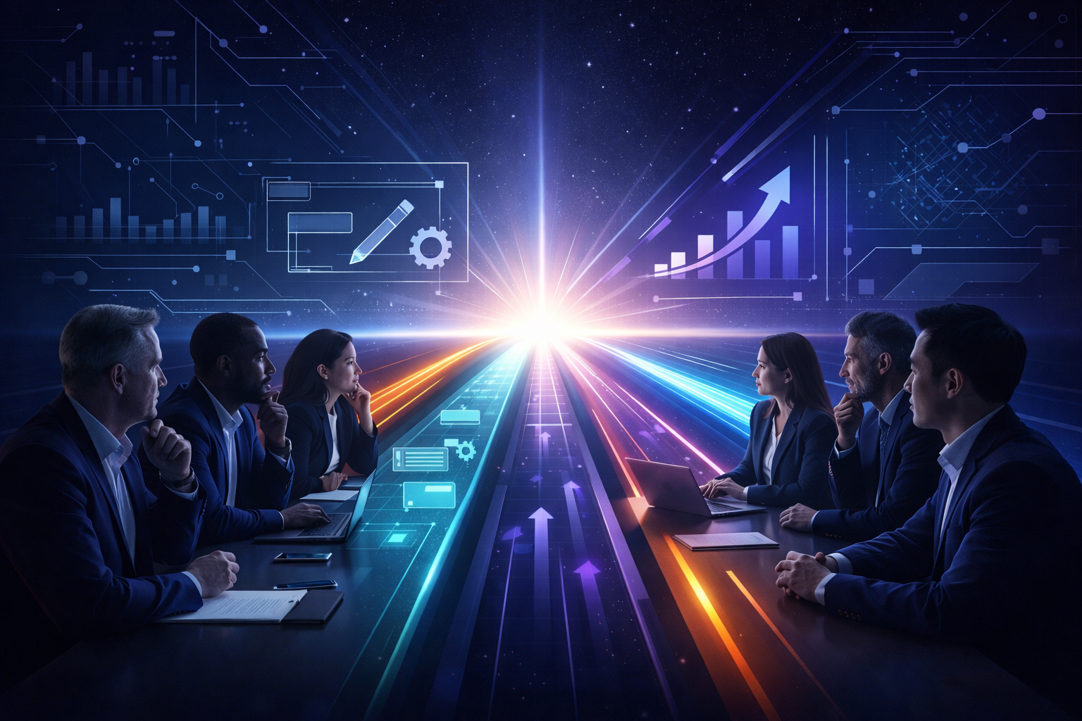 Equipo de Rewind.pe trabajando en transformación digital con IA